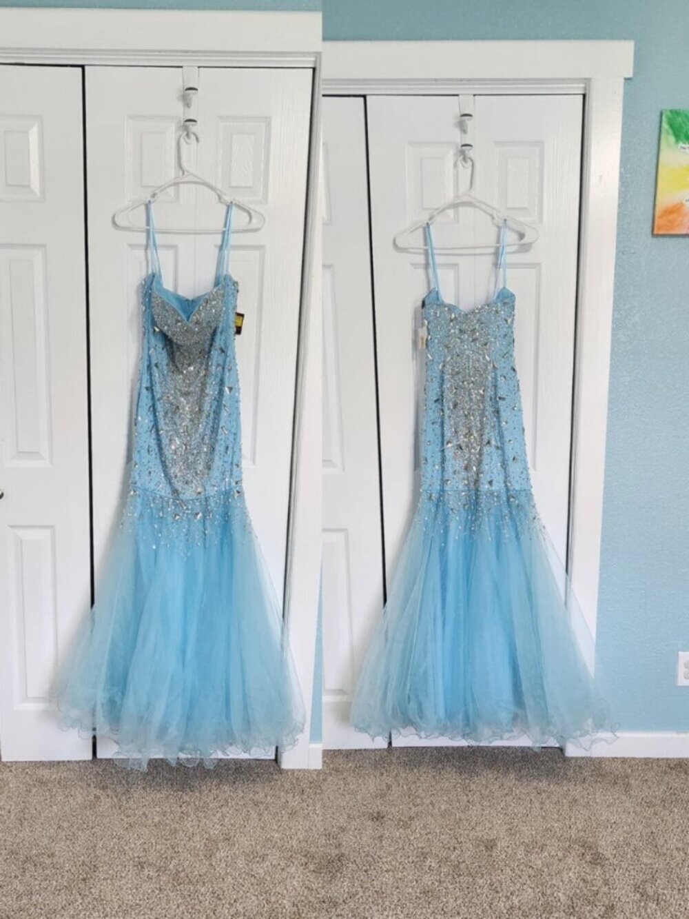 Glamour by Terani Couture Beaded Dress Size 4 NWT Blue